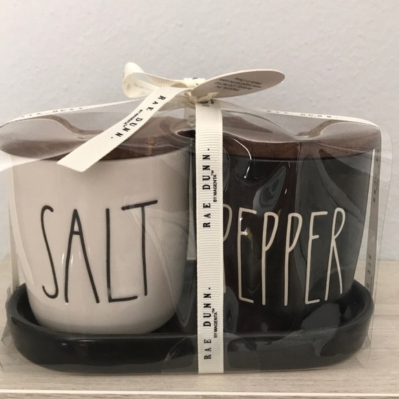 Rae Dunn Other - RAE DUNN SALT & PEPPER Cellars with tray